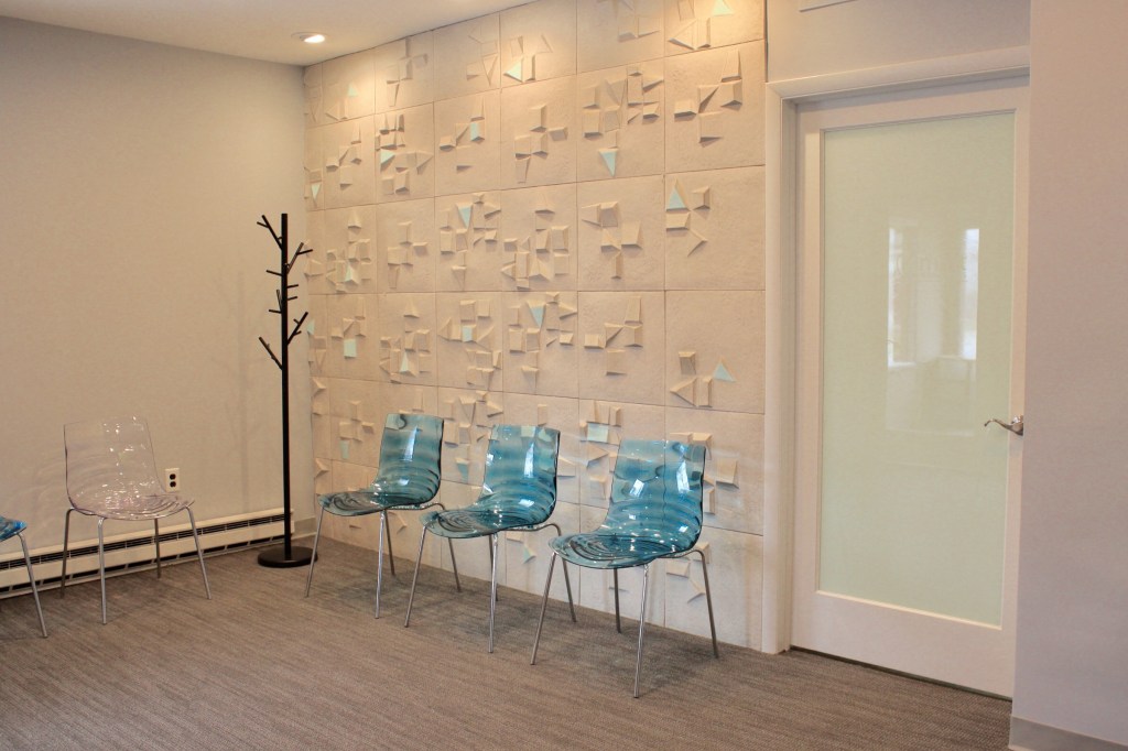 Interior photo: Newly renovated waiting room of Mint Braces in Somerset NJ