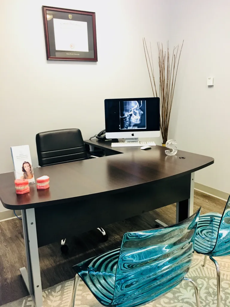 Interior photo: Patient view of renovated & relaxing orthodontic consult room in Somerset NJ